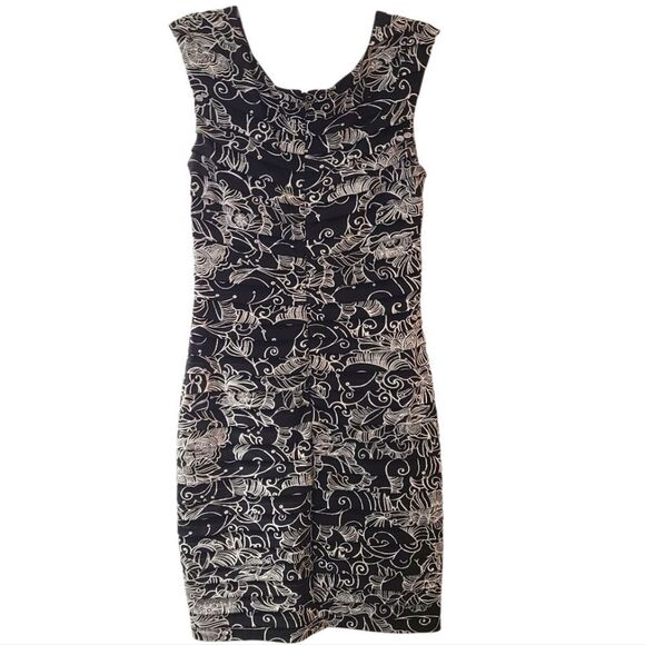 London Times Tiered Stretch Contrast Floral Sheath Dress - Picture 2 of 9